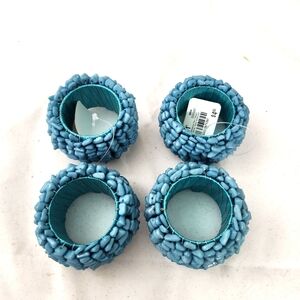 Pier 1 Blue Aman Napkin Rings Set of 4 New